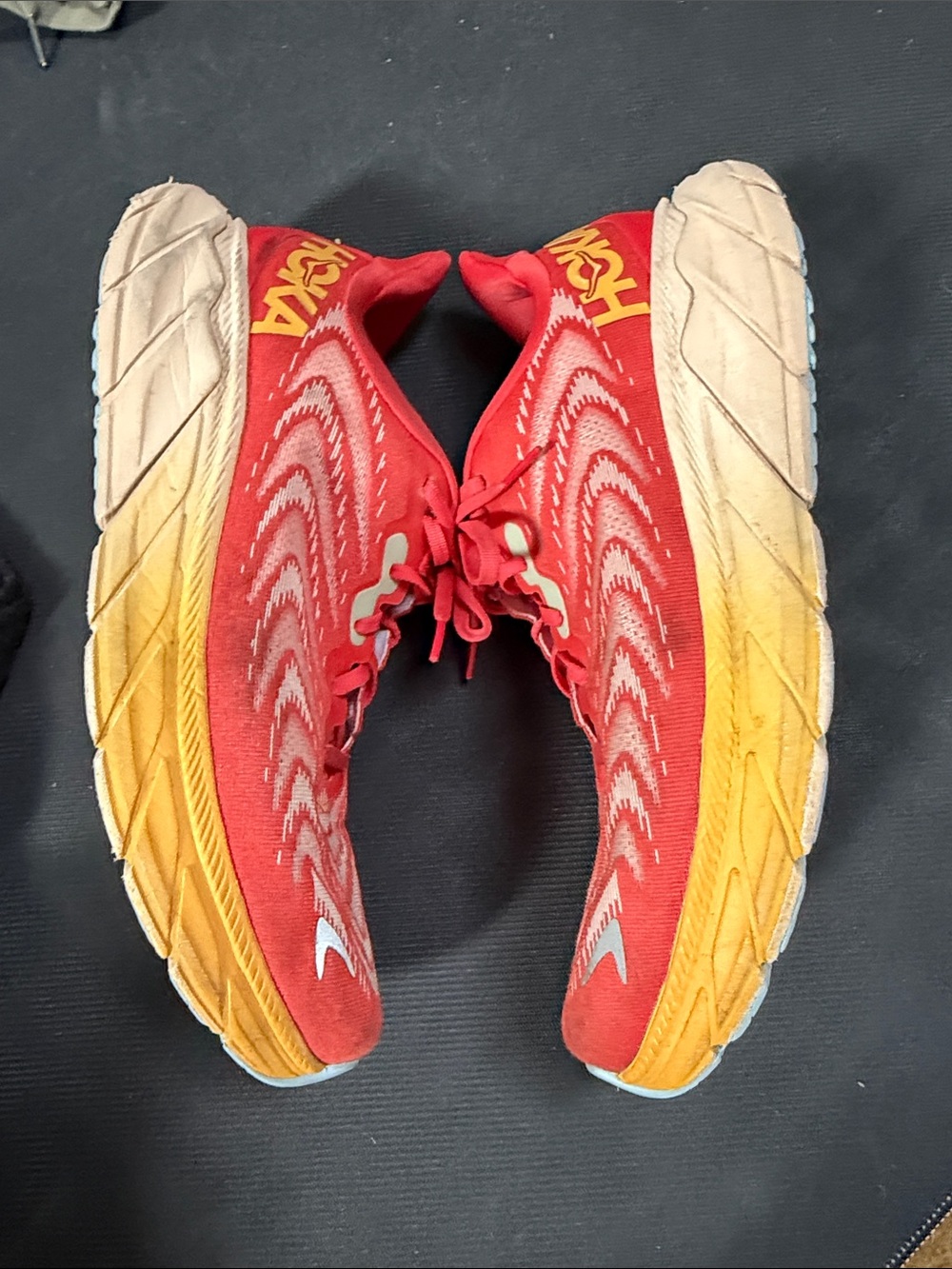 Hoka Men’s Red Athletic Shoes with Yellow Midsole - Picture 6 of 16